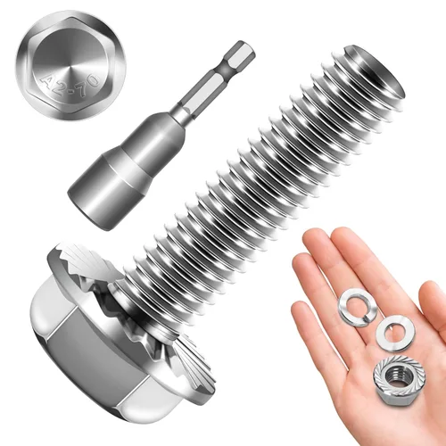 Vista 35 de MYWISH - Juego de tuercas y pernos con brida de cabeza hexagonal M10 x 25mm - Pernos hexagonales con brida negra M10x1.5 con arandelas - Surtido