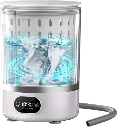 Mini lavadora portátil, 3 en 1 3 L, lavadora compacta mejorada con secado por centrifugado y drenaje automático, pequeña máquina de lavandería de