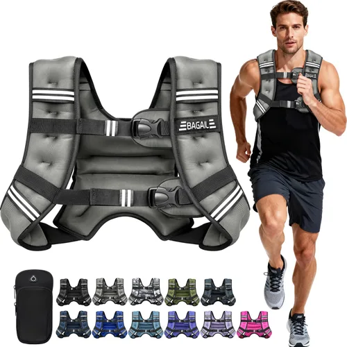 Vista 35 de BAGAIL Chaleco con peso de 5, 8, 10, 12, 15, 20, 25, 30 lbs, para caminar y perder peso, reflectante, con bolsa para teléfono, para mujeres