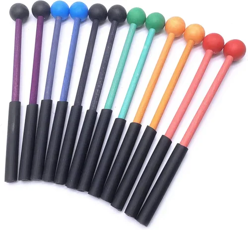 Vista 4 de 1 par de palitos de xilófono de goma de 9 pulgadas, mazos de percusión para Glockenspiel, xilófono, timbre, madera y campanas (azul)