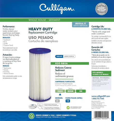 Vista 4 de Culligan R50-BBSA Cartucho de filtro de agua resistente para toda la casa, 24,000 galones