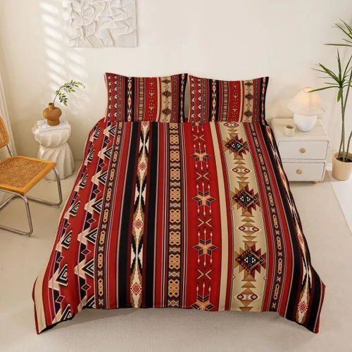 Vista 35 de Erosebridal Juego de funda de edredón estilo bohemio occidental tamaño individual, diseño de vaca atrapasueños del suroeste, juego de ropa de cama