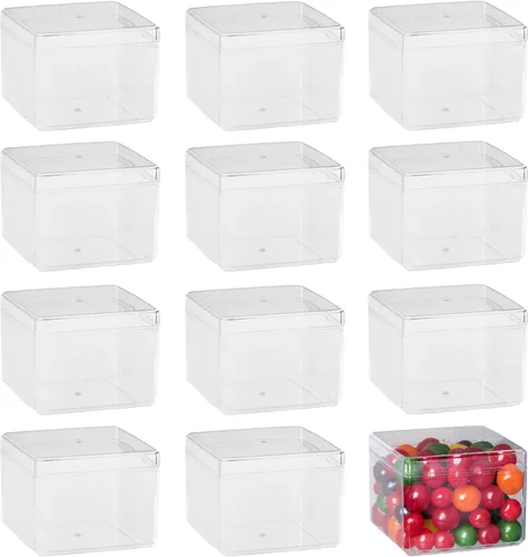 Vista 14 de Hammont Caja de acrílico – Cajas de regalo de fiesta – Cubo transparente con bordes redondeados para regalos, bodas, golosinas, dulces y accesorios