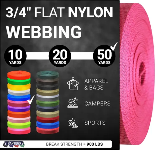 Vista 13 de Strapworks Rollo de correa de nailon resistente de 3/4 pulgadas para cinturón, mochila, eslinga, collar, correa, correas y más, 10, 20 o 50 yardas