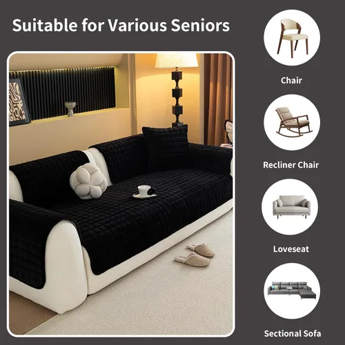 Vista 4 de Funda de terciopelo para sofá, funda de sofá modular de felpa, lavable, funda antideslizante para reposabrazos y respaldo, fundas protectoras