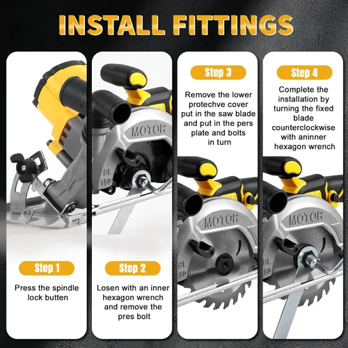 Vista 5 de Sierra circular inalámbrica de 6 pulgadas para batería Dewalt de 20V (sin batería), sierra de madera eléctrica con motor sin escobillas, bisel