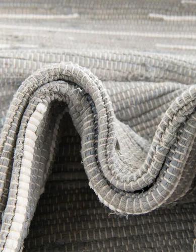 Vista 6 de Unique Loom Chindi Cotton Collection - Alfombra de área Briah (2 pies 2 pulgadas x 6 pies 1 pulgada, gris claromarfil)