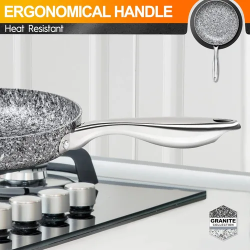 Vista 6 de Sartén de granito para freír, gris, de 8' & 10' & 11 & 12 pulgadas.