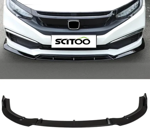 Vista 17 de SCITOO Alerón delantero para parachoques con borde para Hyundai Elantra 2017-2018, color negro brillante