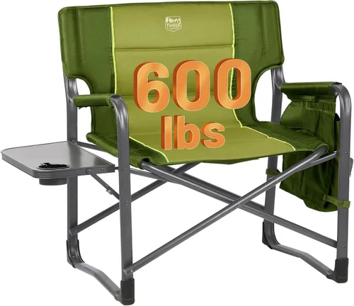 Vista 15 de Timber Ridge Sillas de director XXL mejoradas de gran tamaño con mesa auxiliar plegable, bolsillo lateral desmontable, silla de campamento plegable