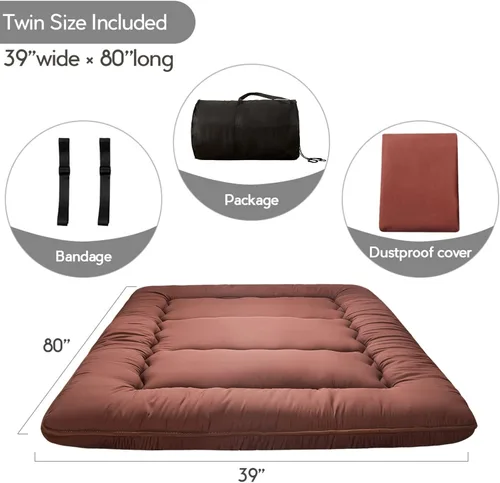 Vista 459 de Colchón futón japonés de piso gris constelación, de piso tatami, portátil, para acampar, para niños, sofá cama plegable enrollable con protector