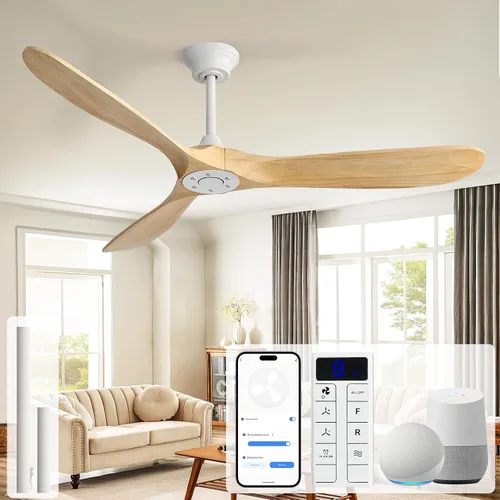 Vista 23 de Sofucor Ventiladores de techo inteligentes de 60 pulgadas con luces, ventilador de techo inteligente moderno para exteriores