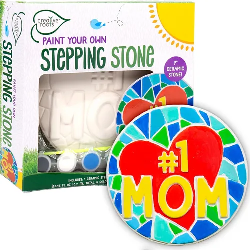 Creative Roots Pinta tu propia piedra #1 para mamá, kits de manualidades para niños, cerámica para pintar, a partir de 6 años