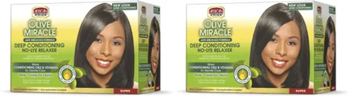 Vista 2 de African Pride Olive Miracle 1 Kit de retoque regular - Contiene aloe vera, aceite de ricino y biotina, 1 kit