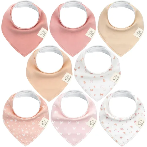 Vista 22 de KeaBabies 8 unidades de baberos tipo bandana orgánicos para niñas - Baberos tipo triángulo súper absorbentes para bebés que babean y están