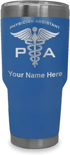 Vista 20 de LaserGram Vaso aislado al vacío de 20 onzas, asistente médico PA, grabado personalizado incluido (negro)