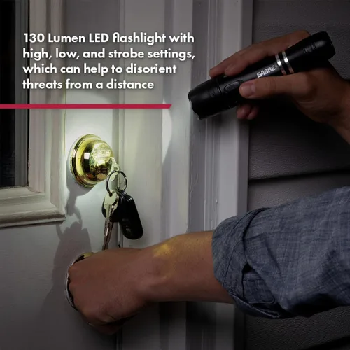 Vista 7 de SABRE Pistola de electrochoque táctica 2 en 1 con linterna LED, pistola de electrochoque de autodefensa con carga de 2.517 µC que produce dolor