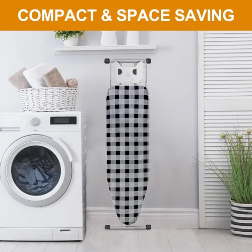 Vista 6 de Tabla de planchar de 13 x 43 pulgadas con funda acolchada extra gruesa y resistente, altura ajustable, tela resistente al calor y a la quemadura