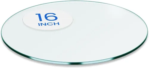 Vista 13 de Dulles Glass Mesa redonda de cristal de 26 pulgadas, templada, superficie de vidrio de 3/8 pulgadas de grosor, borde de lápiz seguro, multiusos