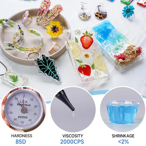 Vista 4 de Paquete de kit de resina UV con linterna UV y 7.05 oz de resina UV transparente de baja viscosidad