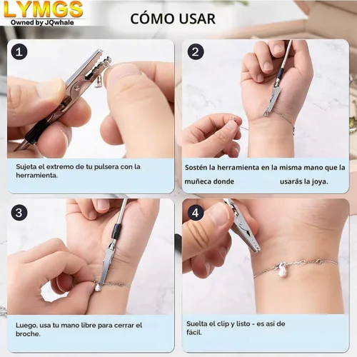 Vista 3 de Pulsera de mano con herramienta de palillo auxiliar, cadena de mano fija de abrazadera larga, ayuda a las mujeres con corbatas, cierres de reloj