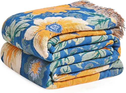 Vista 36 de Manta de arrullo Boho - 50"x60" 100% algodón ultra suave y ligera, manta de otoño de 4 capas transpirable, mantas de muselina para cama y sofá