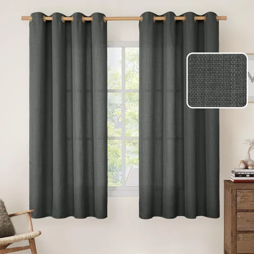 Vista 58 de LAMIT Cortinas de Lino Blancas Semitransparentes para Dormitorio, Paneles Filtrantes de Luz, Cortinas de Lino con Ojales de Protección de Privacidad