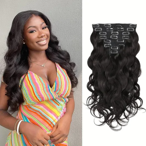 Vista 14 de Extensiones de cabello rizado kinky con clip para mujeres negras 14 pulgadas 2# marrón oscuro extensiones de cabello rizado con clip cabello humano