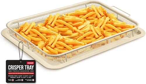 Vista 13 de Bakken Swiss - Bandeja para freidora de aire con malla elevada, ideal para horno, para hornear y alimentos crujientes, apta para lavavajillas, sin
