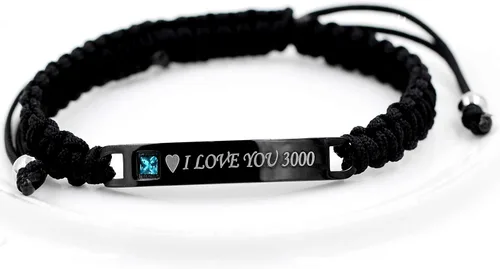 Vista 4 de Uloveido Juego de pulseras hechas a mano con placa de identificación de acero inoxidable de titanio para él y ella