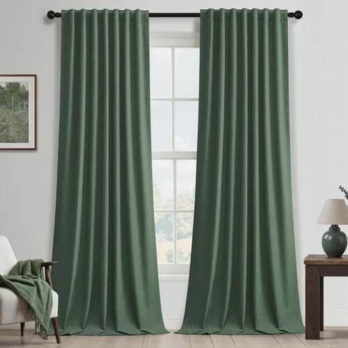 Vista 36 de UHITECH Cortinas opacas cortas de 24 pulgadas de largo para sala de estar, juego de 2 paneles con pestaña trasera, bolsillo para barra, cortinas