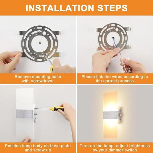 Vista 5 de Lightess Apliques de pared modernos con interruptor regulable. Lámpara de pared LED de 12 W, de acrílico, con luz superior e inferior