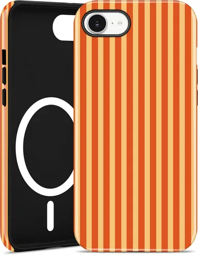 Vista 29 de Jusy Compatible con MagSafe Funda de Teléfono a Rayas para iPhone 7/8/SE, Bonita Funda de Teléfono Protectora Magnética Estética de TPU Suave y PC