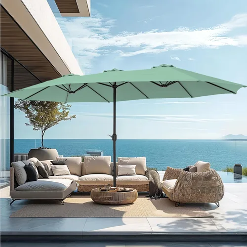 Vista 19 de PHI VILLA Sombrilla grande de 15 pies para patio con base incluida, sombrilla de doble cara rectangular para exteriores de gran tamaño con soporte