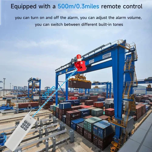 Vista 2 de 0.31 millas de control remoto inalámbrico sirena de volumen ajustable tono impermeable 130dB cuerno alarma de seguridad Systerm con luz