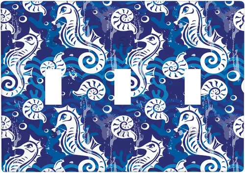 Vista 63 de Placa de interruptor de luz Nautical de 1 pandilla, concha abstracta retro del océano, estrella de mar, cubierta de placa de pared decorativa