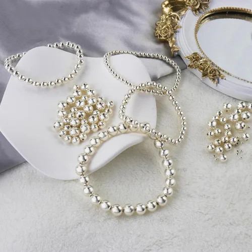Vista 4 de 40 cuentas redondas de plata de ley 925, cuentas espaciadoras redondas de plata de ley lisa sin costuras para pulseras, collares, aretes, joyería