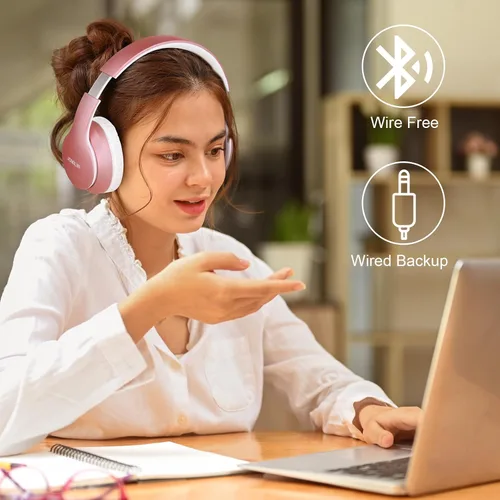 Vista 9 de JOMILIN B9 - Auriculares Bluetooth sobre la oreja, 3 modos de EQ musical y 50 horas de reproducción, auriculares inalámbricos con micrófono, estéreo