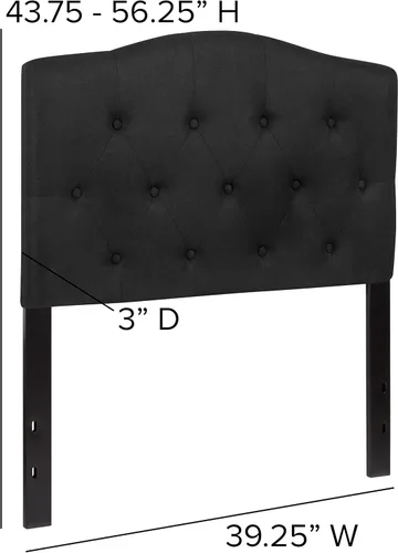 Vista 83 de BizChair Cabecero tapizado capitoné tamaño individual en tela blanca