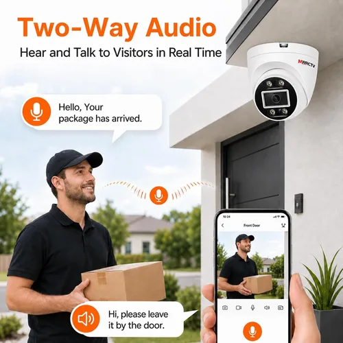 Vista 12 de MWRCTV Sistema de cámara de seguridad IP PoE de audio de 2 vías, 8 cámaras domo con cable de 4MP para seguridad del hogar, lente gran angular