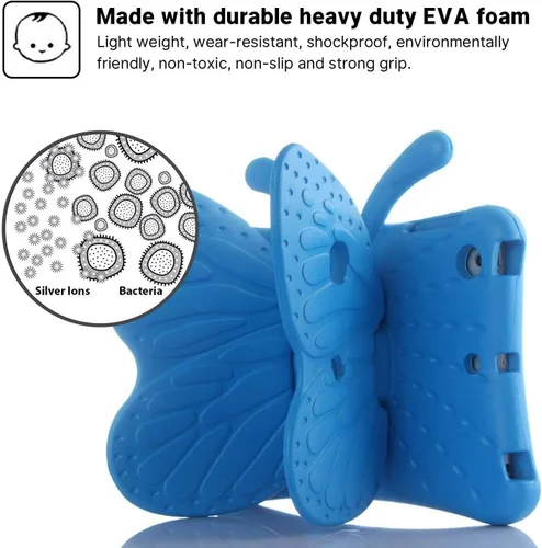 Vista 5 de Feitenn - Funda para iPad para niños, Feitenn 3D de dibujos animados, mariposa, no tóxico, EVA, ligera, a prueba de golpes, con función atril
