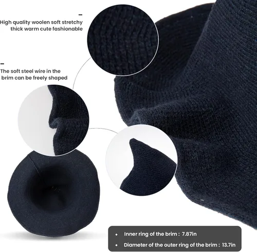 Vista 5 de Sombrero de bruja afilada de lana para mujer para Halloween Navidad fiesta de disfraces