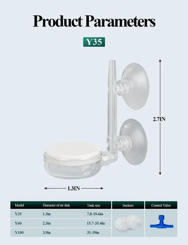 Vista 3 de Upettools Kit de Piedra de Aire para Acuario de 1.4 Pulgadas Piedra de Burbujas Nano para Tanque de Peces con Válvula de Control Difusor de Oxígeno