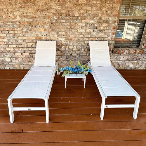 Vista 33 de PURPLE LEAF Juego de tumbonas para exteriores, sillón reclinable ajustable para tomar el sol con mesa auxiliar para playa, piscina, patio, tumbona