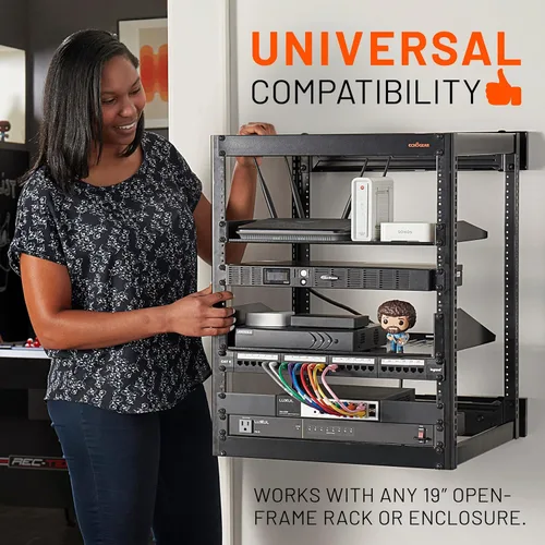 Vista 4 de ECHOGEAR Estante para rack de 1U – Diseño universal que funciona con cualquier rack – Capacidad para 25 libras de servidores, equipo de red o