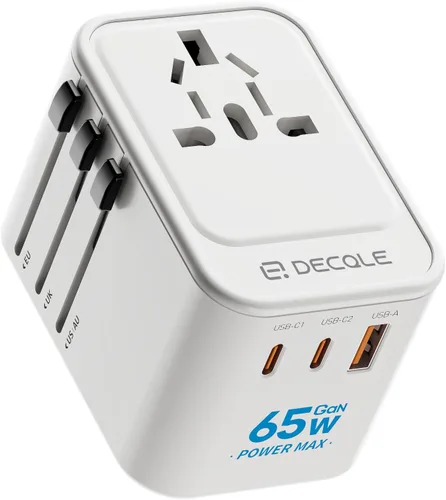 Vista 20 de Adaptador de viaje universal, adaptador de enchufe de viaje internacional con 2 puertos USB-C y 2 puertos USB-A, con toma de corriente AC adicional