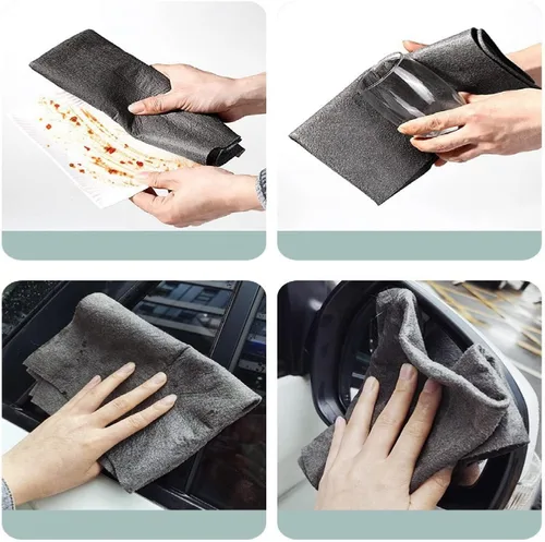 Vista 4 de 10 paños de limpieza mágicos gruesos, paño de limpieza de microfibra sin rayas mágicas, trapo de limpieza reutilizable para ventanas, espejo