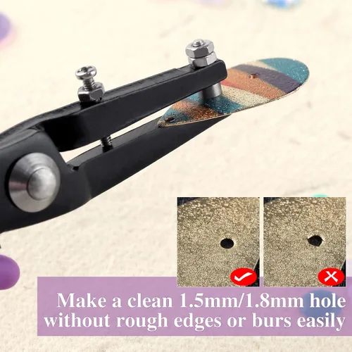 Vista 4 de SPEEDWOX Juego de 2 piezas de alicates de perforación de agujeros metálicos 1,5 mm y 1,8 mm de diámetro, alicates de perforación de agujeros