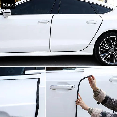 Vista 6 de XINLIYA Protectores universales de borde de puerta de automóvil, protector de sello de goma de 16 pies en forma de U para la mayoría de los Negro