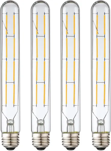 Vista 10 de Leools Bombillas de tubo LED, bombilla tubular de filamento LED T10 estilo Edison, bombilla LED antigua regulable de 12 W, base E26, vidrio